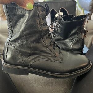 Black Leather Lace-Up Boots